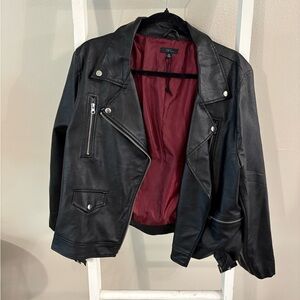 Sleek Black Leather Biker Jacket for Women